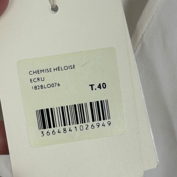 NWT Sezane 100% Silk Blouse Ecru White Size 40 French US 8 Heloise Top Minima - Picture 9 of 16